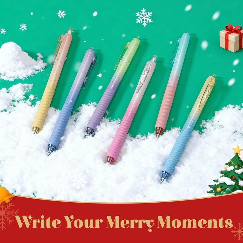 WRITECH Gel Pens Fine Point: Nebula Pen Set 0.7mm Black Ink Retractable 6ct Smooth Writing with Aesthetic Gradient Color Barrel for Journaling Note Taking Silent Click No Smear - Image 2